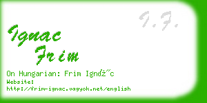 ignac frim business card